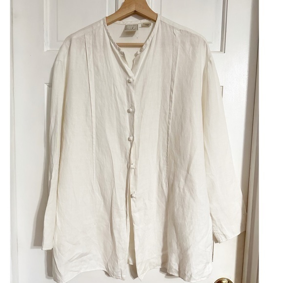 Liz Claiborne Tops - Liz Claiborne Studio Linen Tunic Top Shirt Sz M